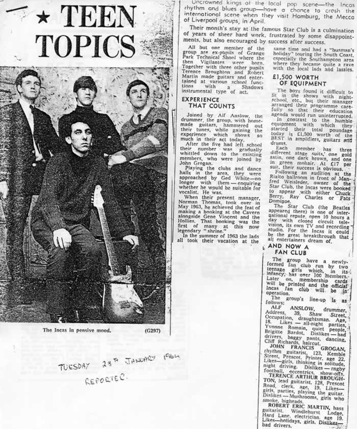 Incas 1964 Article in St Helens Reporter
